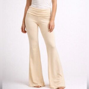 Women’s fold-over high-waisted flare pants Yellow Size S EUC Preppy Athleisure